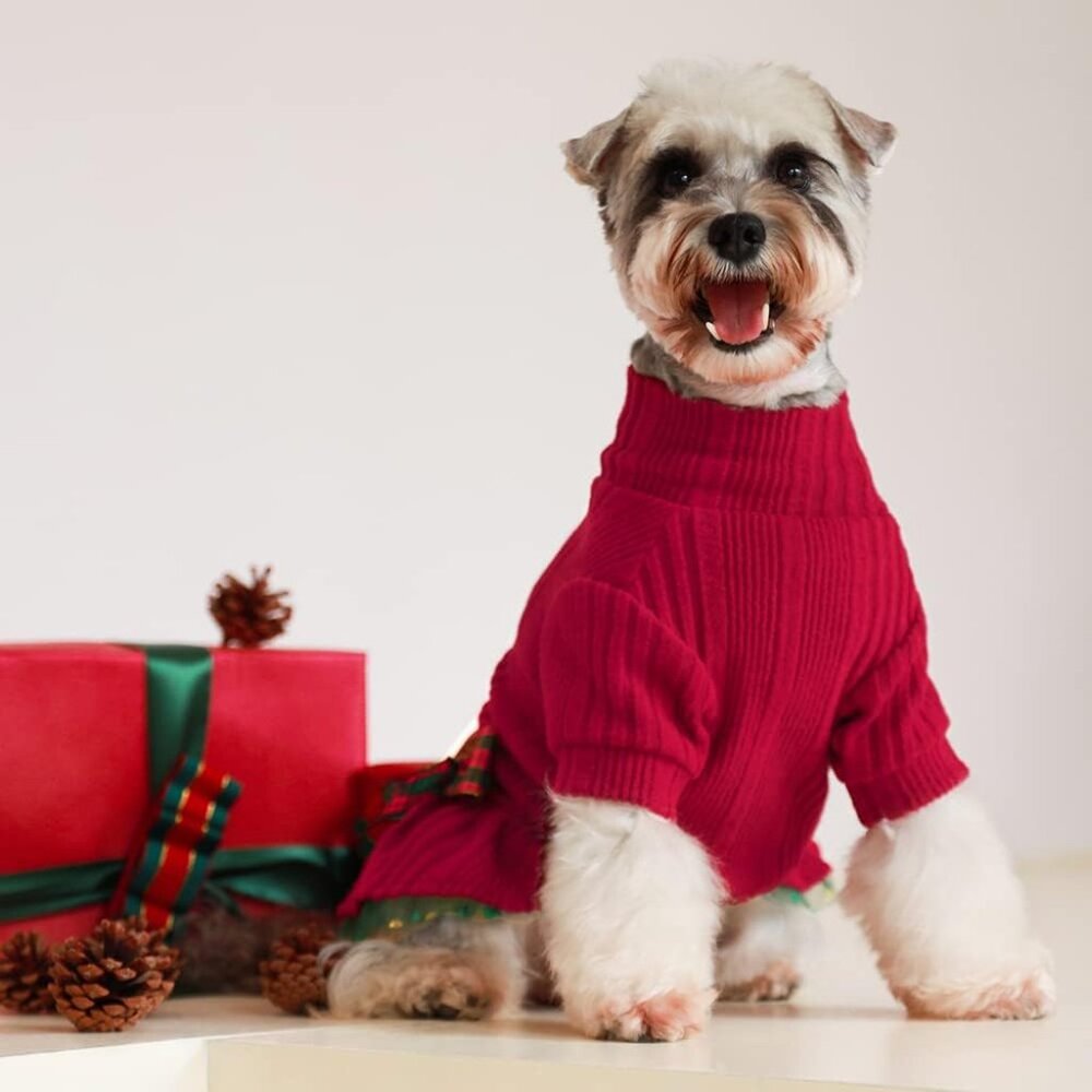 NWT  Large Christmas Outfit, Knitted Tulle Sweater Dress, for Small Dogs